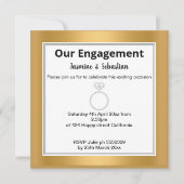 ブラック&ホワイトストライプ金ゴールドダイヤモンドリングや輪婚約 招待状 (正面)