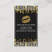 ブラック&ホワイトストライプ金ゴールドフェイクリップ美しい 名刺 (裏面)