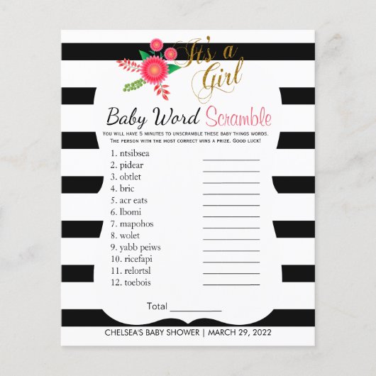 ブラック&ホワイトストライプ – ベビーガール – スクランブル チラシ (正面)