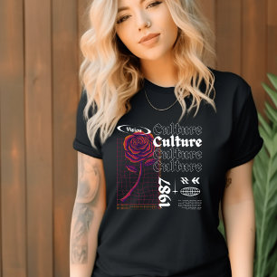 ブラック&ホワイトストリートウェアカルチャーTシャツ Tシャツ