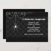 ブラック&ホワイトスパイダーダマスクハロウィーン招待状 招待状 (正面/裏面)