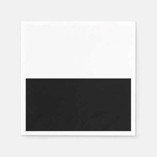 ブラック&ホワイトスプリットハーフ誕生日シックパーティー スタンダードカクテルナプキン (正面)