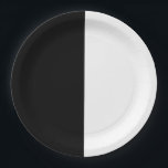 ブラック&ホワイトスプリットハーフ誕生日シックパーティー ペーパープレート<br><div class="desc">カスタマイズイベント</div>