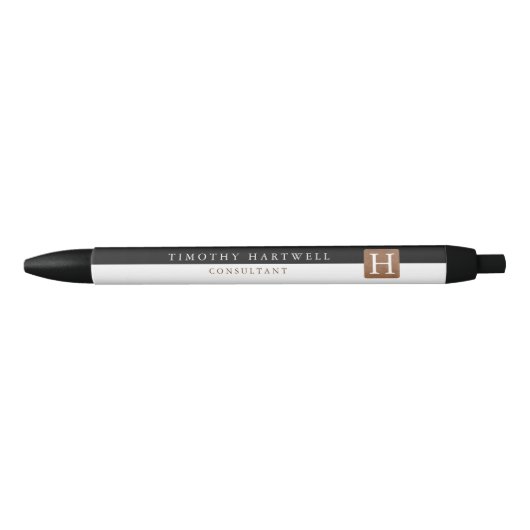 ブラック | ホワイトセンタースプリットモノグラはっきりしたム 黒ボールペン (正面)