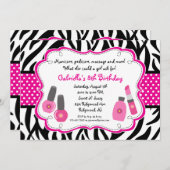 ブラック&ホワイトゼブラガールズスパ招待状 招待状 (正面/裏面)