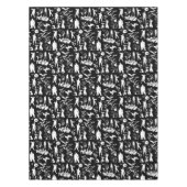 ブラック&ホワイトゾンビコラージハロウィーン テーブルクロス (正面)