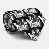 ブラック&ホワイトタイガーアーポップ・アートのト ネクタイ (ロール)