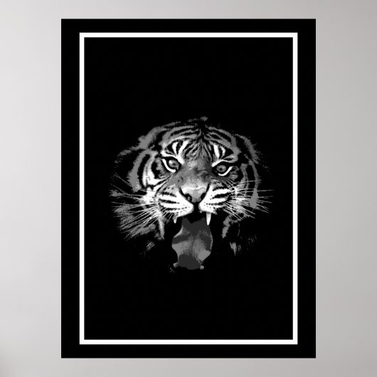 ブラック&ホワイトタイガーポスタープリント – アーポップ・アートのトスタイル ポスター (正面)