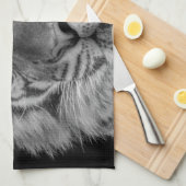 ブラック&ホワイトタイガー キッチンタオル (四つ折り)