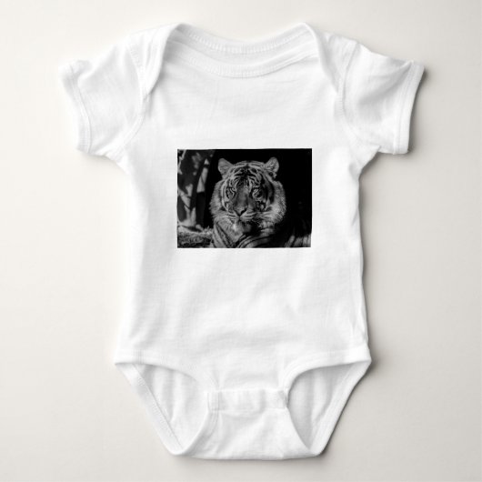 ブラック&ホワイトタイガー ベビーボディスーツ (正面)