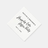 ブラック&ホワイトタイポグラフィハッピーエバーアフターパーティー スタンダードカクテルナプキン (角)