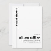 ブラック、ホワイトタイポグラフィミニマルブライダルシャワー 招待状 (正面)