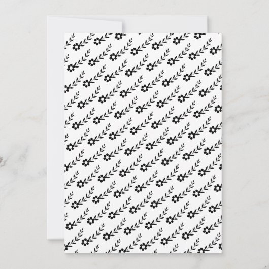 ブラック、ホワイトタイポグラフィ結婚のリハーサルディナー 招待状 (裏面)