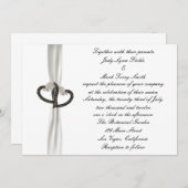 ブラック&ホワイトダイヤモンドハート結婚式招待状 招待状 (正面/裏面)