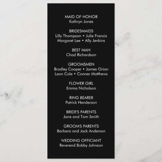 ブラック&ホワイトダイヤモンドリングや輪へようこそ結婚 プログラム (裏面)