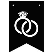 ブラック&ホワイトダイヤモンドリングや輪ハートたった今結婚しました バンティングフラッグ (第1の旗)
