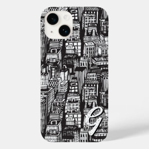 ブラック&ホワイトダウンタウンシティ，超高層ビル，モノグラム Case-Mate iPhone 14ケース