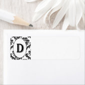 ブラック&ホワイトダマスクイニシャル ラベル (インサイチュ)