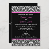 ブラック&ホワイトダマスクウェディング招待状 招待状 (正面/裏面)