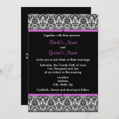 ブラック&ホワイトダマスクウェディング招待状 招待状 (正面/裏面)