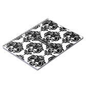 ブラック&ホワイトダマスクシックモダンパタエレガントーン ノートブック (左側)