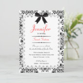 ブラック&ホワイトダマスクスウィート16 5x7招待状 招待状 (スタンド正面)
