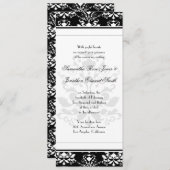 ブラック&ホワイトダマスクスリム結婚式招待状 招待状 (正面/裏面)