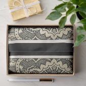 ブラック&ホワイトダマスクデコページ紙 薄葉紙 (ギフト)