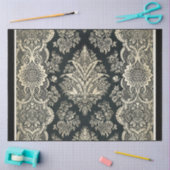 ブラック&ホワイトダマスクデコページ紙 薄葉紙 (クラフト)