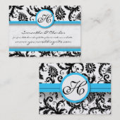 ブラック&ホワイトダマスクブライトアクア浮き上がりトリム 名刺 (正面/裏面)