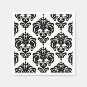ブラック&ホワイトダマスクヴィンテージウェディングイベントパーティー スタンダードカクテルナプキン (正面)