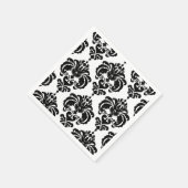 ブラック&ホワイトダマスクヴィンテージウェディングイベントパーティー スタンダードカクテルナプキン (角)