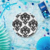 ブラック&ホワイトダマスクヴィンテージウェディングイベントパーティー ペーパープレート (パーティー)