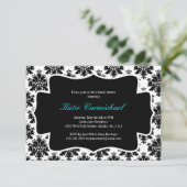 ブラック&ホワイトダマスク招待状 招待状 (スタンド正面)