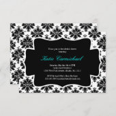 ブラック&ホワイトダマスク招待状 招待状 (正面/裏面)