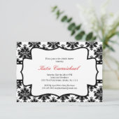 ブラック&ホワイトダマスク招待状 招待状 (スタンド正面)