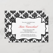 ブラック&ホワイトダマスク招待状 招待状 (正面/裏面)