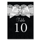 ブラック&ホワイトダマスク&パールボウテーブル番号カード テーブルナンバー (裏面)