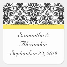 ブラック/ホワイトダマスク(黄鮮やか色)