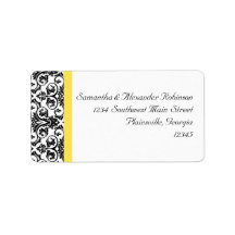 ブラック/ホワイトダマスク(黄鮮やか色)