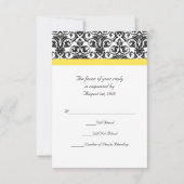 ブラック/ホワイトダマスク(黄鮮やか色) 出欠カード (裏面)