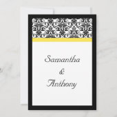 ブラック/ホワイトダマスク(黄鮮やか色) 招待状 (裏面)
