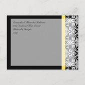 ブラック/ホワイトダマスク(黄鮮やか色) 案内ポストカード (裏面)