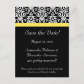 ブラック/ホワイトダマスク(黄鮮やか色) 案内ポストカード (正面)