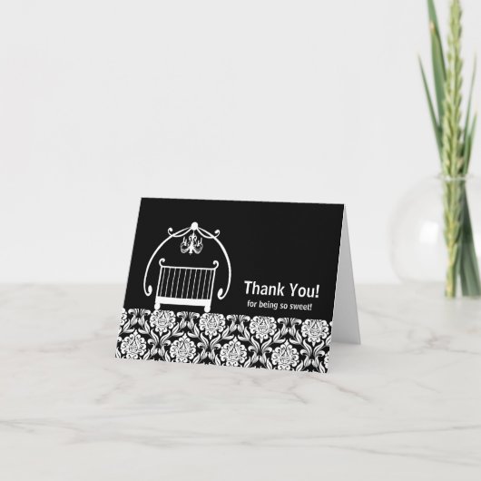 ブラック&ホワイトダムサスククリブありがとうございましたノートカード サンキューカード (正面)