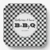 ブラック |ホワイトチェックベビーQ BBQシャワー ペーパープレート (正面)