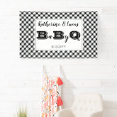 ブラック |ホワイトチェックベビーQ BBQシャワー 横断幕 (インサイチュ)