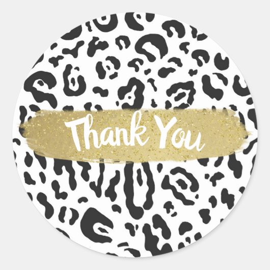 ブラック&ホワイトチータヒョウアニマルプリントパーティー ラウンドシール (正面)