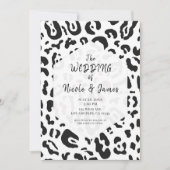 ブラック&ホワイトチータヒョウ結婚シック 招待状 (正面)