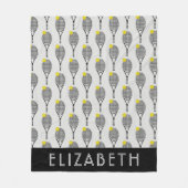 ブラック|ホワイトテニス名まパーソナライズされたたはモノグラム フリースブランケット (正面)